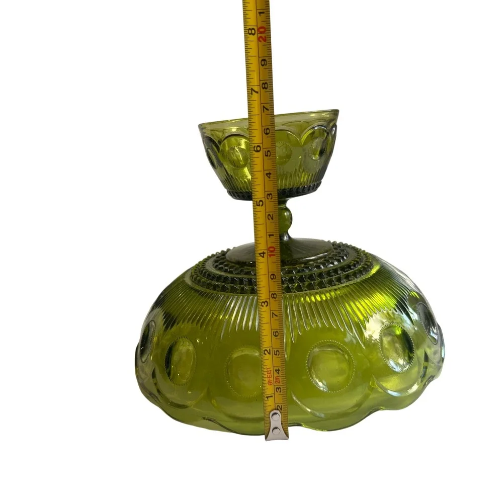 Vintage Bartlett-Collins Avocado Green Glass Pedestal Bowl St Genevieve